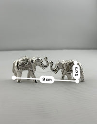 Load image into Gallery viewer, Silver Elephant Pair Figurine – 925 Sterling Silver Handcrafted Vastu Showpiece (140g)
