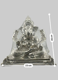 Load image into Gallery viewer, 999 Pure Silver Lord Ganesha Idol on Decorative Base
