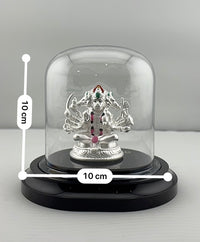 Load image into Gallery viewer, 999 Pure Silver Pancha Mukhi Hanuman Idol 20gm in Protective Acrylic Dome – Five-Faced Murti for Temple &amp; Pooja

