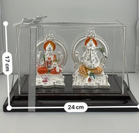 Load image into Gallery viewer, 999 Pure Silver Ganesha &amp; Lakshmi Idol 220gm – Prosperity Murti for Temple &amp; Gifting
