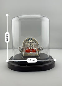 Load image into Gallery viewer, 999 Pure Silver Ganesha on Sinhasan Idol in 32.15 gm Protective Acrylic Dome
