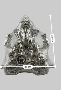 Load image into Gallery viewer, 999 Pure Silver Lord Ganesha Idol with Modak &amp; Ornate Crown – Ganpati Murti
