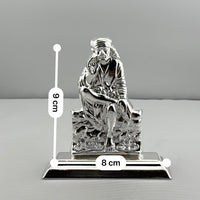 Load image into Gallery viewer, Silver Sai Baba Idol gm – Spiritual Sai Baba Murti for Temple Decor &amp; Festivals
