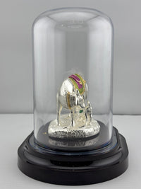 Load image into Gallery viewer, 999 Pure Silver Cow &amp; Calf Idol in Protective Acrylic Dome 42G– Sacred Gomata Murti for Home Mandir &amp; Gifting
