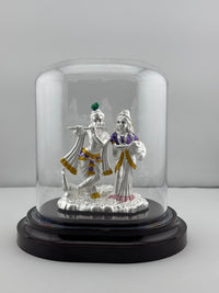 Load image into Gallery viewer, 999 Pure Silver Radha Krishna Idol – Divine Couple Murti with Purple Details
