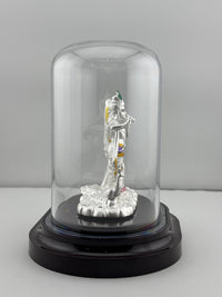 Load image into Gallery viewer, 999 Pure Silver Radha Krishna Idol – Divine Couple Murti with Purple Details
