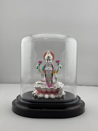 Load image into Gallery viewer, 999 Pure Silver Goddess Lakshmi Idol in Protective Acrylic Dome – Vibrant Laxmi Murti for Diwali &amp; Temple Décor 56G
