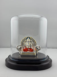 Load image into Gallery viewer, 999 Pure Silver Ganesha on Sinhasan Idol in 32.15 gm Protective Acrylic Dome
