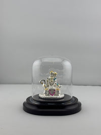 Load image into Gallery viewer, 999 Pure Silver Kubera Idol 12gm in Protective Acrylic Dome – Divine Wealth God Murti for Home Mandir &amp; Gifting
