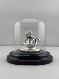 Load image into Gallery viewer, 999 Pure Silver Kubera Idol 12gm in Protective Acrylic Dome – Divine Wealth God Murti for Home Mandir &amp; Gifting
