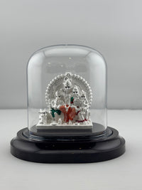 Load image into Gallery viewer, 999 Pure Silver Shiva Family Idol 22g in Protective Acrylic Dome – Spiritual Parivar Murti for Temple Decor
