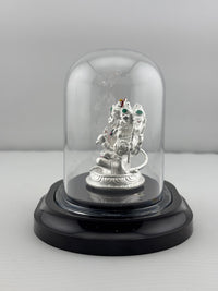 Load image into Gallery viewer, 999 Pure Silver Pancha Mukhi Hanuman Idol 20gm in Protective Acrylic Dome – Five-Faced Murti for Temple &amp; Pooja
