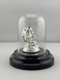 Load image into Gallery viewer, 999 Pure Silver Pancha Mukhi Hanuman Idol 20gm in Protective Acrylic Dome – Five-Faced Murti for Temple &amp; Pooja

