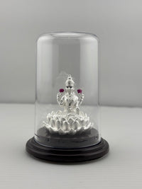 Load image into Gallery viewer, 999 Pure Silver Goddess Lakshmi Idol 9gm – Floral Laxmi Murti for Diwali &amp; Pooja
