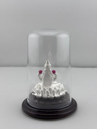 Load image into Gallery viewer, 999 Pure Silver Goddess Lakshmi Idol 9gm in Protective Acrylic Dome – Floral Laxmi Murti for Diwali &amp; Pooja
