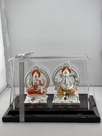 Load image into Gallery viewer, 999 Pure Silver Ganesha &amp; Lakshmi Idol 220gm – Prosperity Murti for Temple &amp; Gifting
