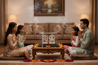 Load image into Gallery viewer, 999 Pure Silver Ganesha &amp; Lakshmi Idol 220gm – Prosperity Murti for Temple &amp; Gifting
