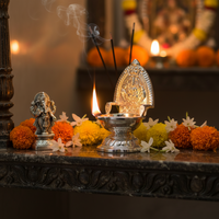 Load image into Gallery viewer, Silver Diya 35gm – Traditional Pooja Lamp for Temple &amp; Festivals
