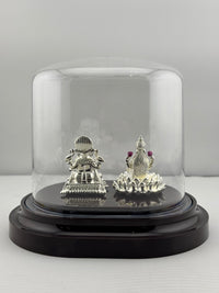 Load image into Gallery viewer, 999 Pure Silver Ganesha &amp; Lakshmi Idol 13gm – Prosperity Murti for Diwali &amp; Temple Décor
