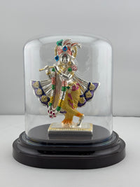 Load image into Gallery viewer, 999 Pure Silver Lord Krishna Idol 42gm in Protective Acrylic Dome – Divine Bal Gopal Murti for Temple &amp; Gifting
