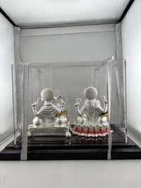 Load image into Gallery viewer, 999 Pure Silver Ganesha &amp; Lakshmi Idol 300gm – Prosperity Murti for Diwali &amp; Temple Décor
