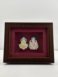 Load image into Gallery viewer, 999 Pure Silver Ganesha &amp; Lakshmi Photo Frame 10gm – Auspicious Frame silver idol
