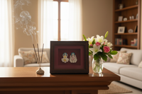 Load image into Gallery viewer, 999 Pure Silver Ganesha &amp; Lakshmi Photo Frame 10gm – Auspicious Frame silver idol
