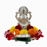 Load image into Gallery viewer, Silver Leaf-Shaped Diya 15gm – Traditional Pooja Lamp for Temple &amp; Festivals
