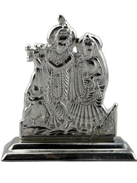 Load image into Gallery viewer, Silver Radha Krishna Idol 22gm – Spiritual Radha Krishna Murti for Temple Decor &amp; Festivals
