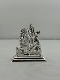 Load image into Gallery viewer, Silver Radha Krishna Idol 22gm – Spiritual Radha Krishna Murti for Temple Decor &amp; Festivals
