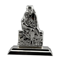 Load image into Gallery viewer, Silver Sai Baba Idol gm – Spiritual Sai Baba Murti for Temple Decor &amp; Festivals
