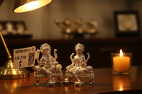 Load image into Gallery viewer, Silver Ganesh Lakshmi Idol 21gm – Spiritual Ganesh Lakshmi Murti for Temple Decor &amp; Festivals
