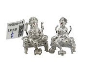 Load image into Gallery viewer, Silver Ganesh Lakshmi Idol 21gm – Spiritual Ganesh Lakshmi Murti for Temple Decor &amp; Festivals
