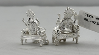 Load image into Gallery viewer, Silver Ganesh Lakshmi Idol 21gm – Spiritual Ganesh Lakshmi Murti for Temple Decor &amp; Festivals

