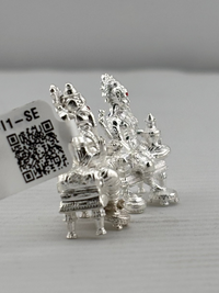 Load image into Gallery viewer, Silver Ganesh Lakshmi Idol 21gm – Spiritual Ganesh Lakshmi Murti for Temple Decor &amp; Festivals
