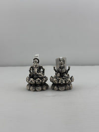 Load image into Gallery viewer, Silver Ganesh Lakshmi Idol 50gm – Spiritual Ganesh Lakshmi Murti for Temple Decor &amp; Festivals
