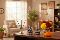 Load image into Gallery viewer, Silver Ganesh Lakshmi Idol 50gm – Spiritual Ganesh Lakshmi Murti for Temple Decor &amp; Festivals
