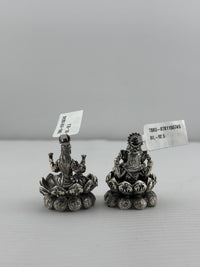 Load image into Gallery viewer, Silver Ganesh Lakshmi Idol 50gm – Spiritual Ganesh Lakshmi Murti for Temple Decor &amp; Festivals
