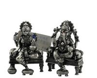 Load image into Gallery viewer, Silver Ganesh Lakshmi Idol 50gm – Spiritual Ganesh Lakshmi Murti for Temple Decor &amp; Festivals
