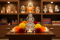 Load image into Gallery viewer, Silver Maa Lakshmi Idol 10gm – Spiritual Lakshmi Murti for Temple Decor &amp; Festivals
