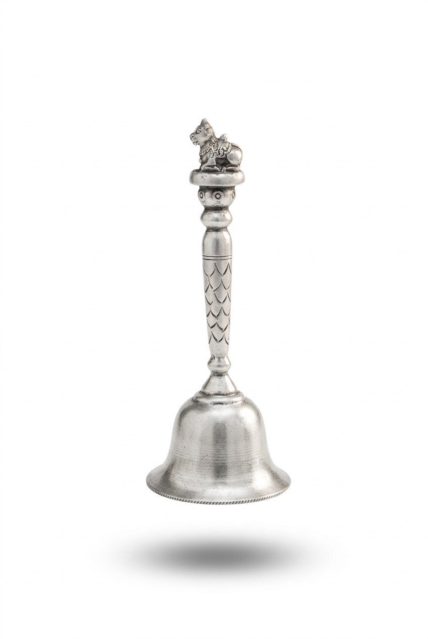 Silver Pooja Bell with Cow on the Handle – 72g