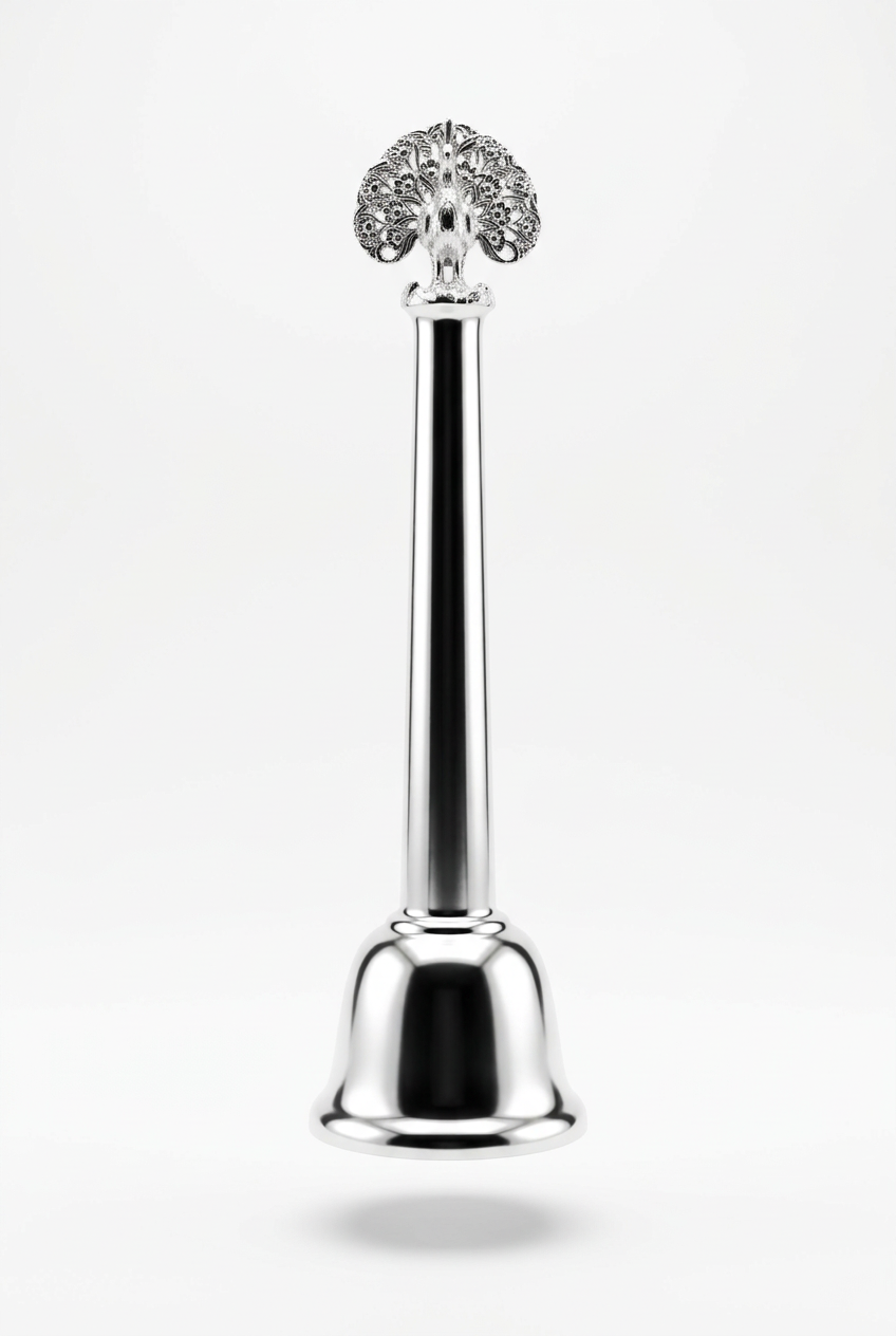Silver Pooja Bell with Plain Detailing – 50g