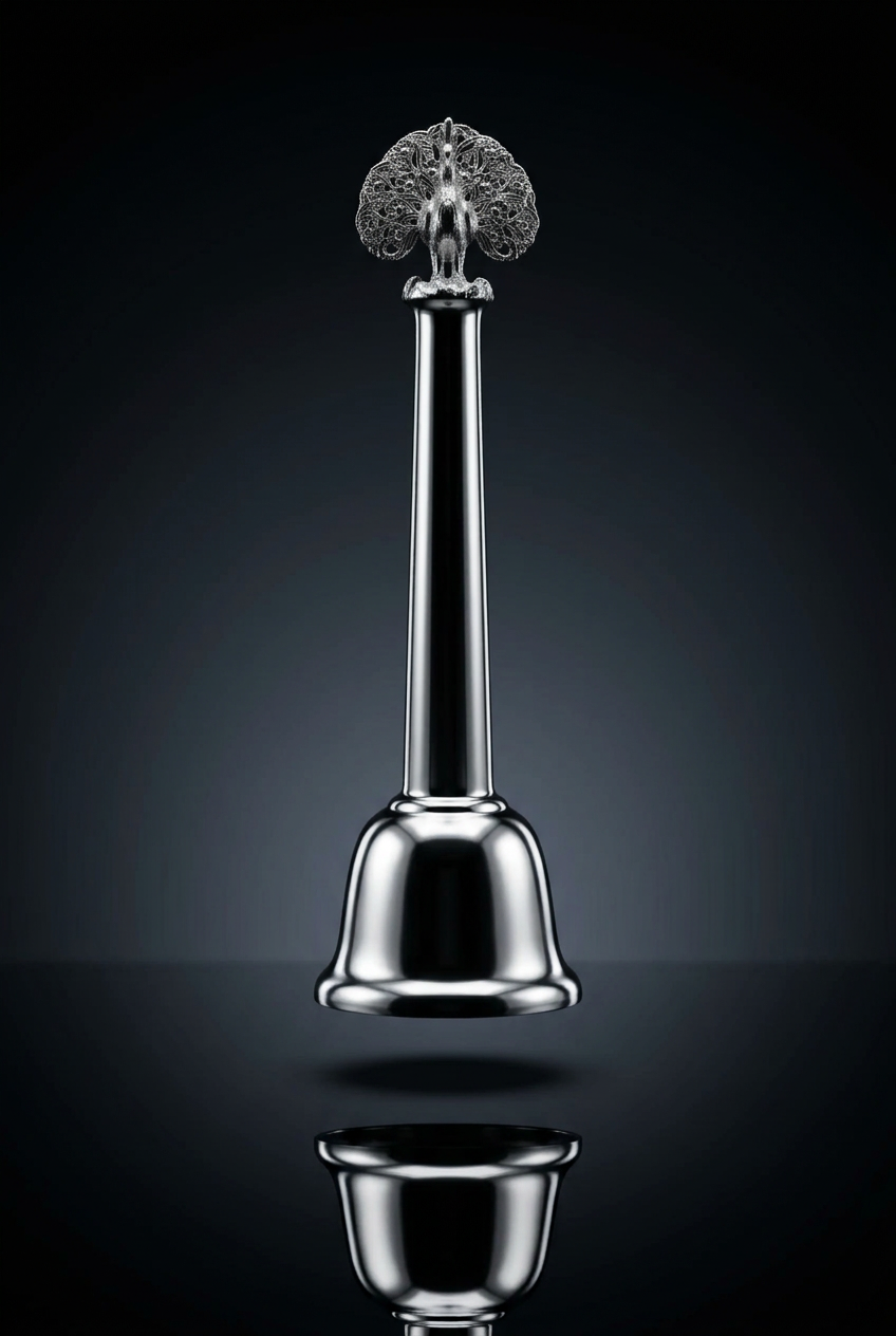 Silver Pooja Bell with Plain Detailing – 50g