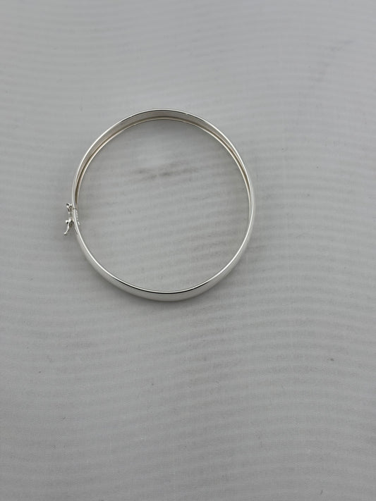 925 sterling silver plain bangle with lock, 61mm