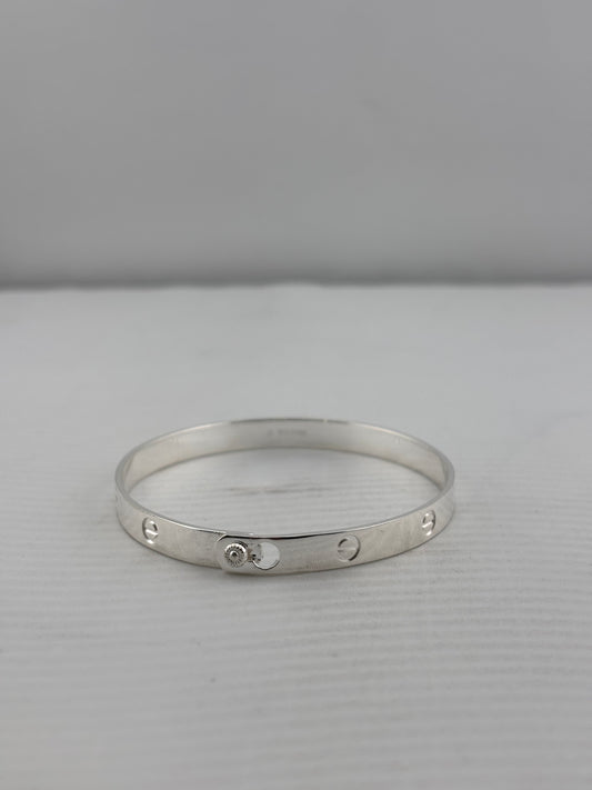 925 sterling silver screw motif bangle/kada with lock