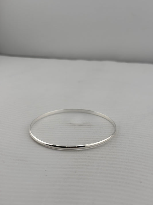 925 Sterling Silver Bangle - Plain, 61mm