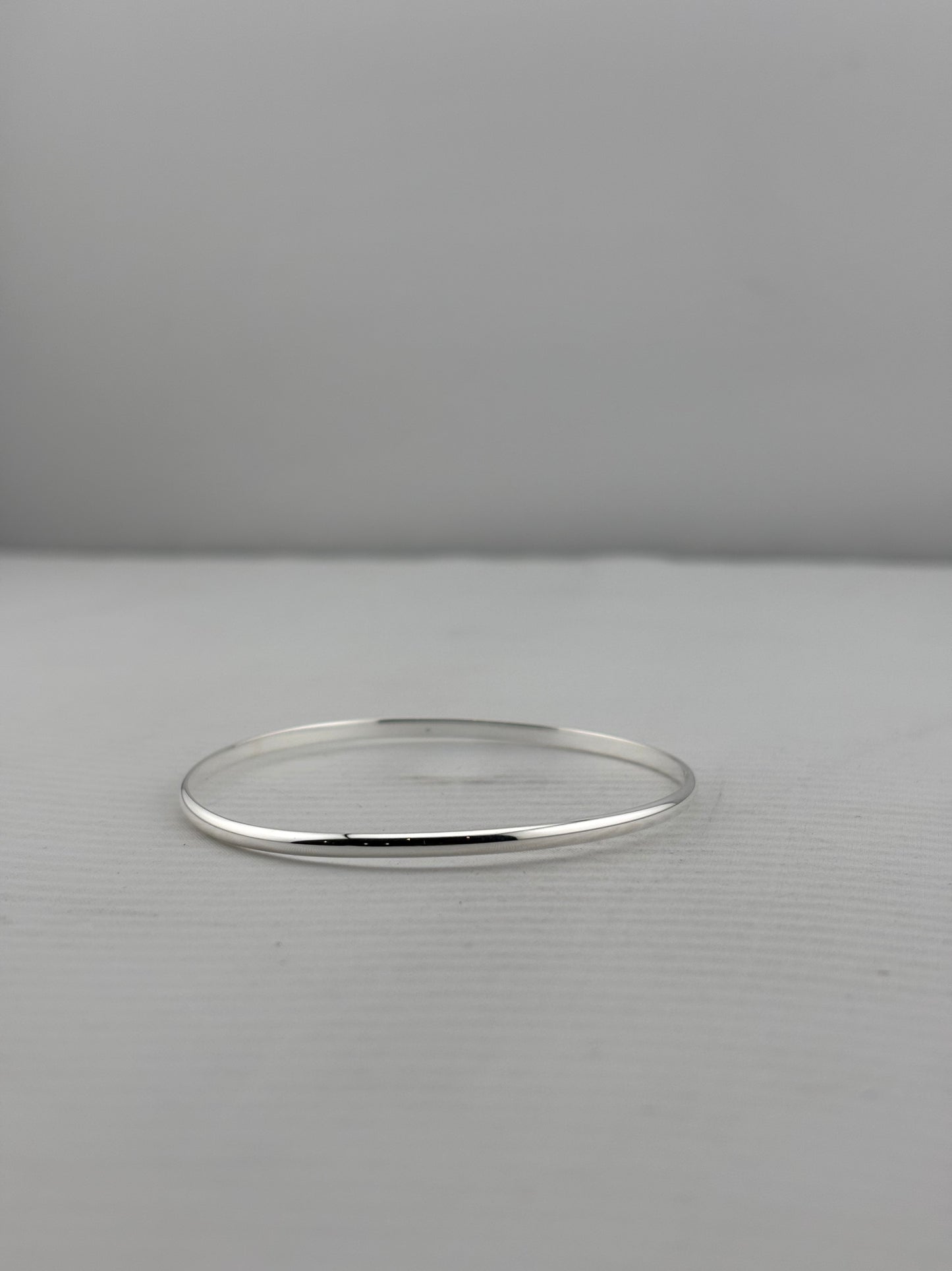 925 Sterling Silver Bangle - Plain, 57mm
