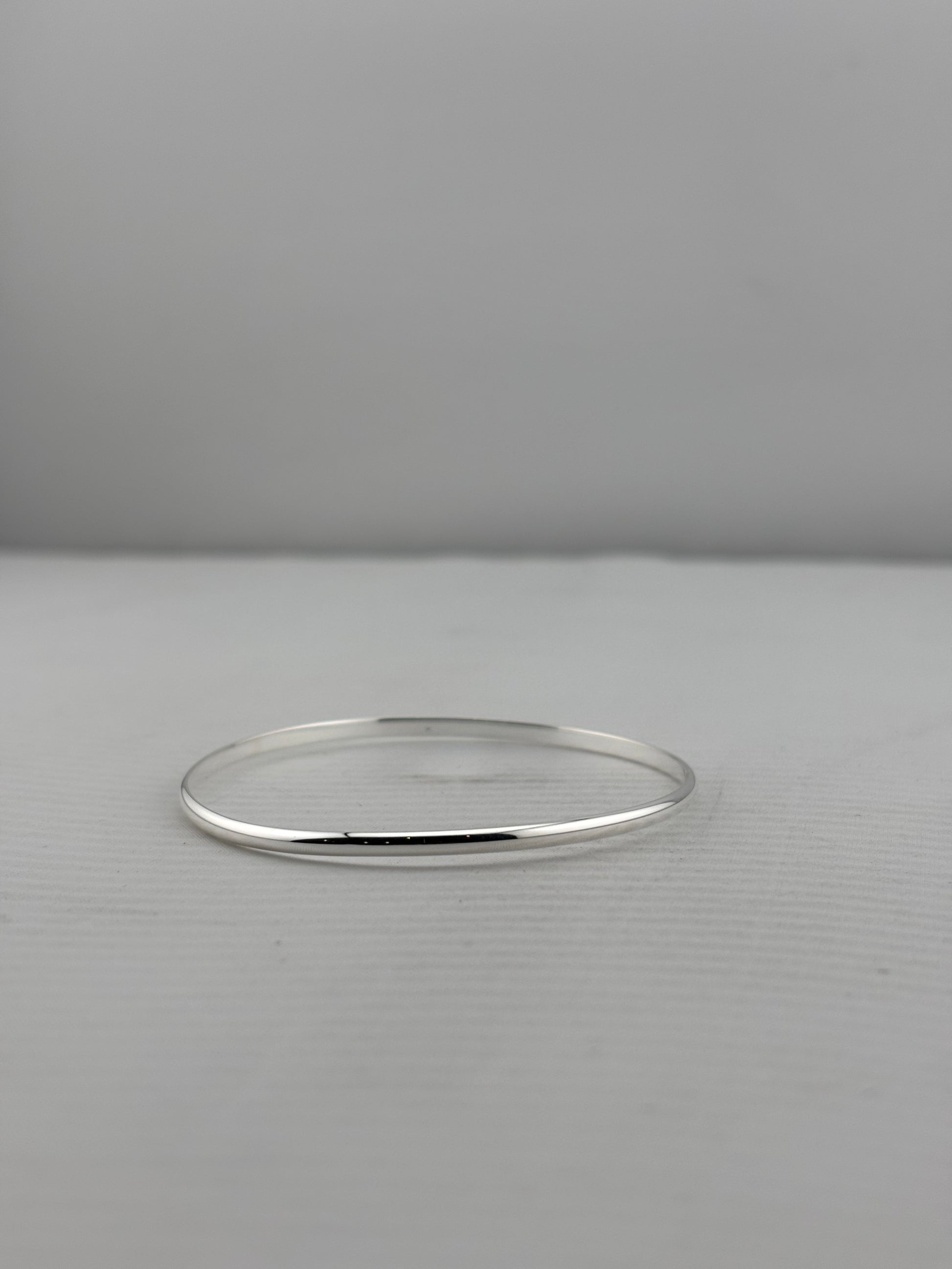 925 Sterling Silver Bangle - Plain, 57mm
