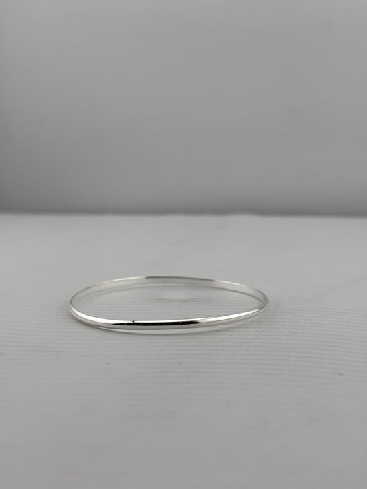 925 Sterling Silver Bangle - Plain, 57mm