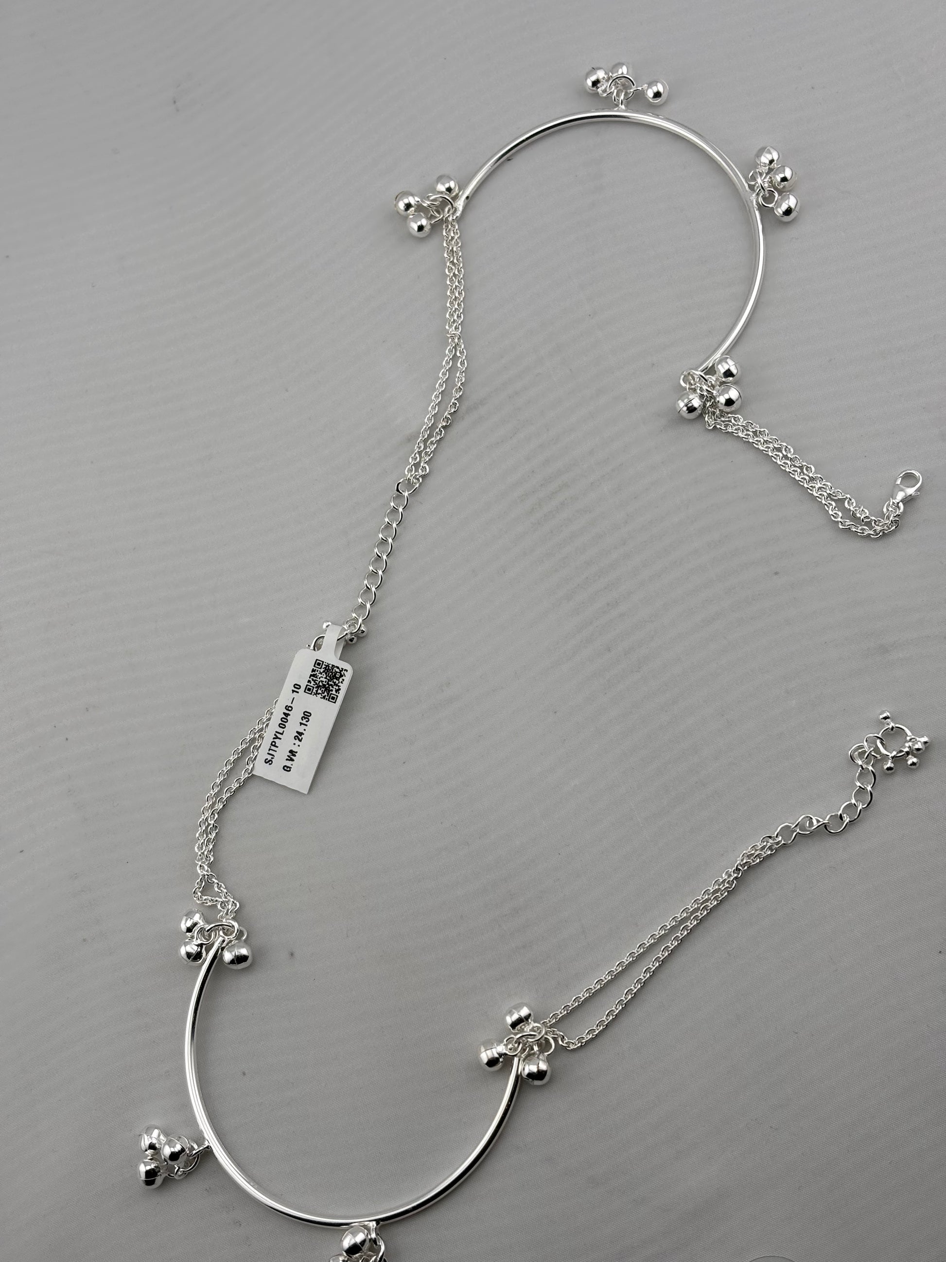 Royal Kada Bell Silver Anklet – 925 Sterling Silver – view 3